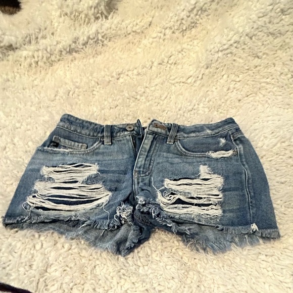 Kancan Raw Frayed Hem Deim Jean Shorts -Dark Wash 3/25 BUCKLE - Picture 1 of 8
